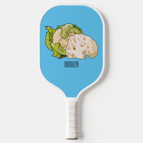 Cauliflower cartoon illustration pickleball paddle