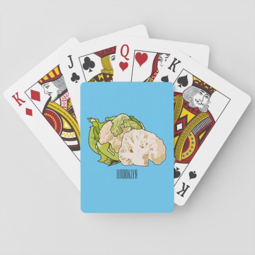 Cauliflower cartoon illustration poker cards