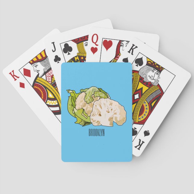Cauliflower cartoon illustration poker cards (Back)