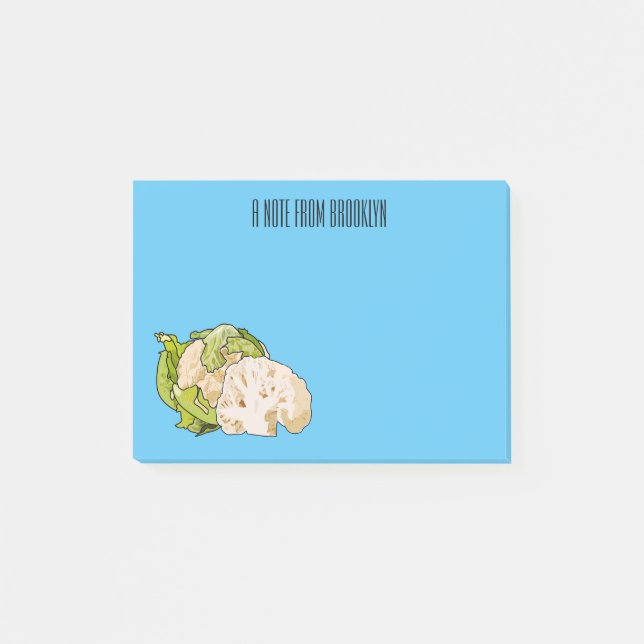 Cauliflower cartoon illustration post-it notes (Front)