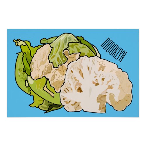 Cauliflower cartoon illustration poster
