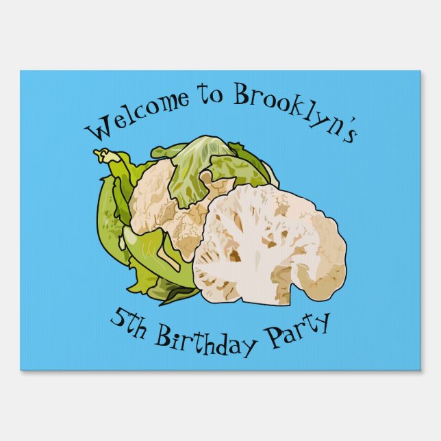 Cauliflower cartoon illustration sign (Front)