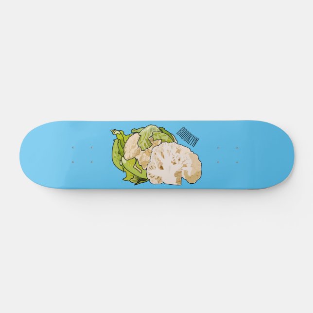 Cauliflower cartoon illustration skateboard (Horz)