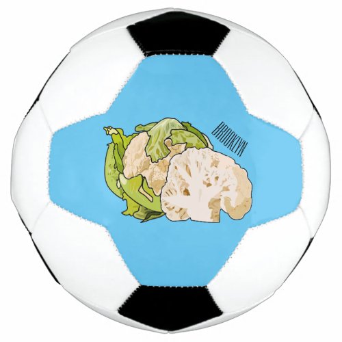 Cauliflower cartoon illustration soccer ball