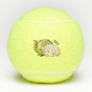 Cauliflower cartoon illustration tennis balls