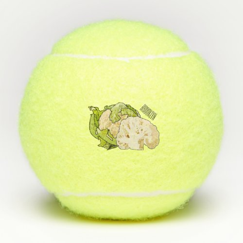 Cauliflower cartoon illustration tennis balls