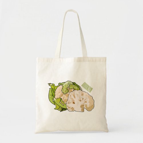 Cauliflower cartoon illustration tote bag