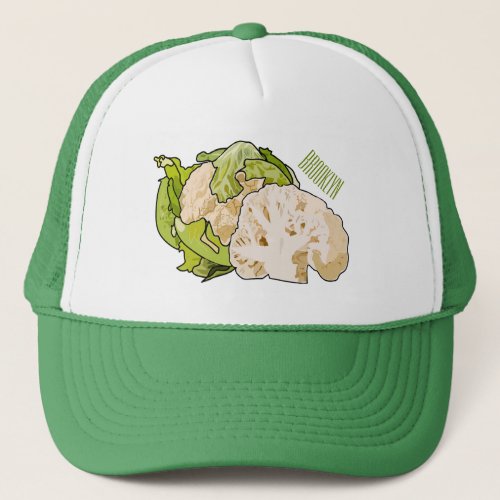 Cauliflower cartoon illustration trucker hat