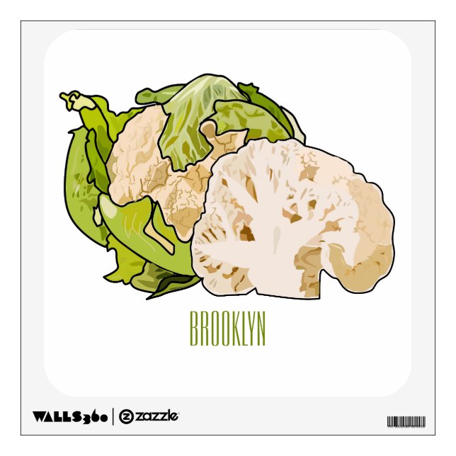 Cauliflower cartoon illustration wall decal (Front)