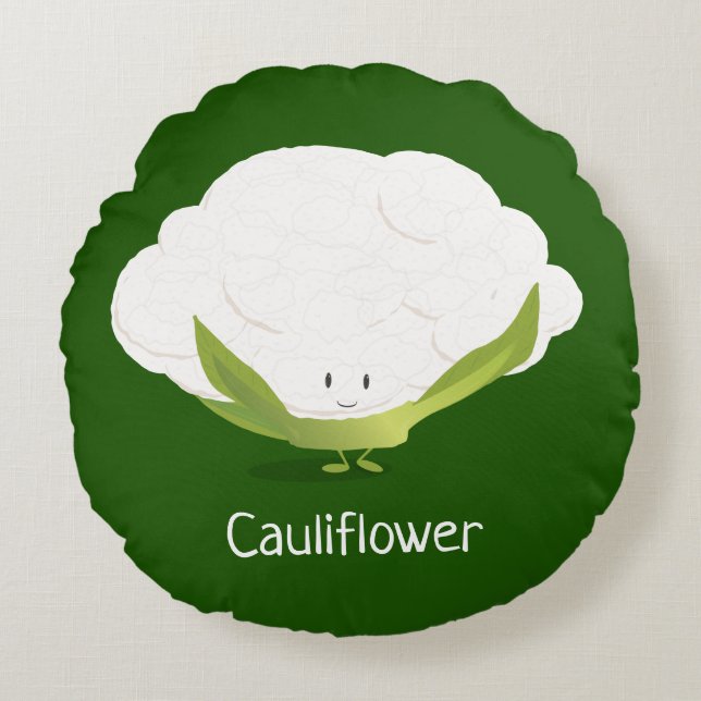 Cauliflower Cute Food Round Pillow (Front)