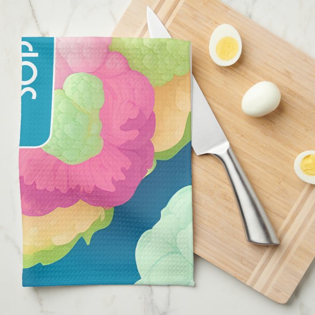 Cauliflower Floral Colorful Personalized Pattern Kitchen Towel (Quarter Fold)
