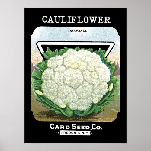 Cauliflower Seed Packet Label Poster