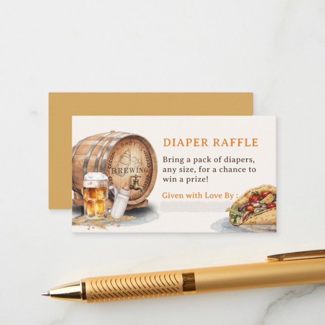Causal Tacos Beer Diaper Raffle Enclosure Card (Front/Back In Situ)