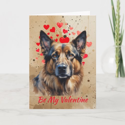 Cause I Woof Love You German Shepherd  Valentine Holiday Card