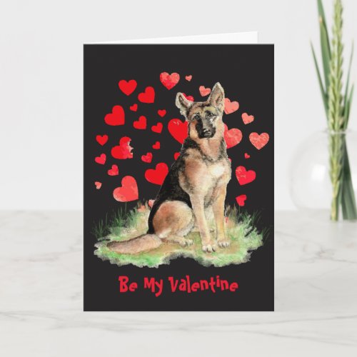 Cause I Woof Love You German Shepherd  Valentine Holiday Card