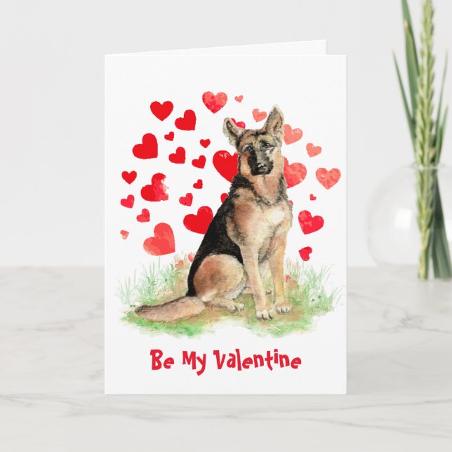 Cause I Woof Love You German Shepherd  Valentine Holiday Card (Front)
