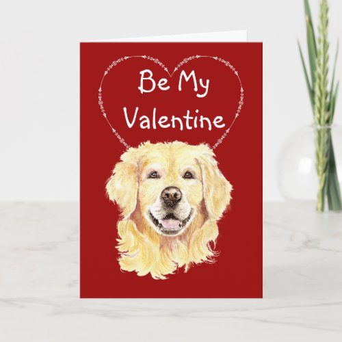 Cause I Woof Love You Golden Retriever Valentine Holiday Card