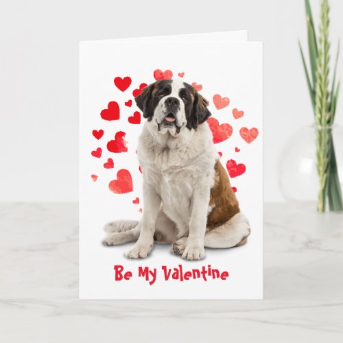 Cause I Woof Love You St Bernard Dog  Valentine Holiday Card