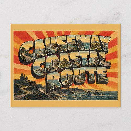 Causeway Coastal Route Northern Ireland Vintage Postcard