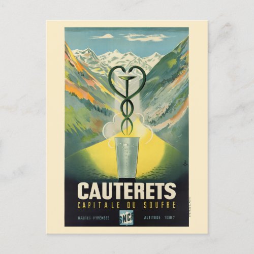 Cauterets France Vintage Poster Postcard