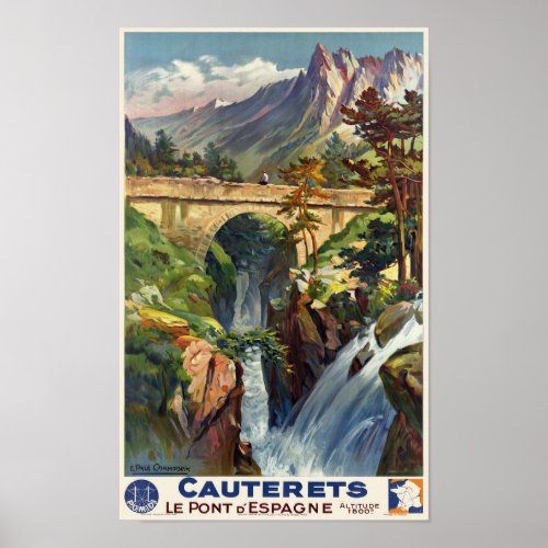 Cauterets Le Pont dEspagne France Vintage Poster 