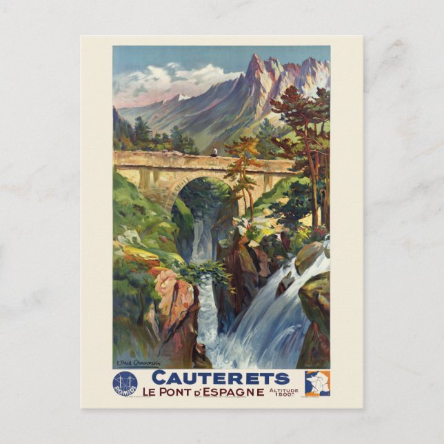 Cauterets Le Pont d'Espagne France Vintage Poster  Postcard (Front)