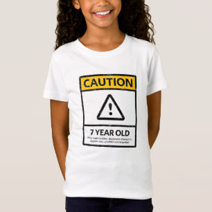 CAUTION 7 Year Old 7th Birthday Gift Kids T-shirt