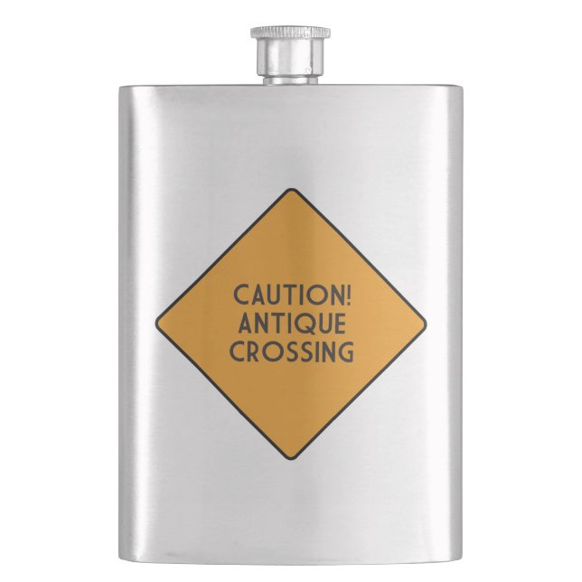 Caution! Antique Crossing Flask (Front)