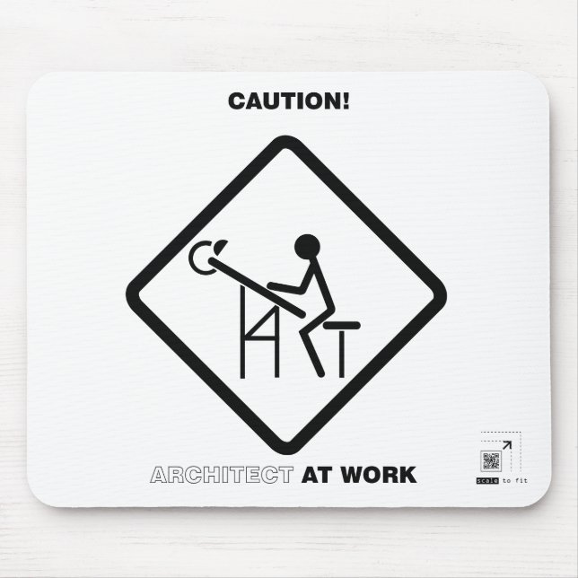 Caution Architect at Work Mouse Pad (Front)