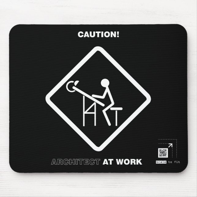 Caution Architect at Work Mouse Pad (Front)