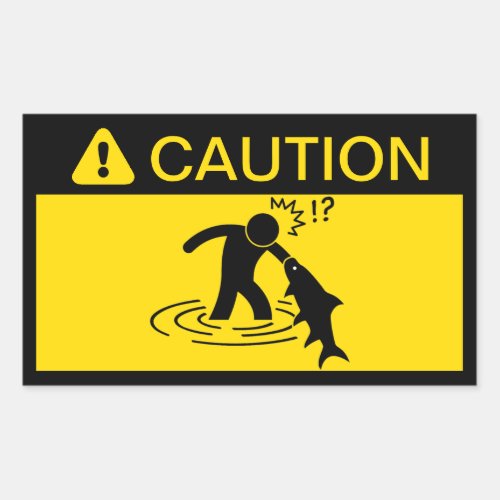 Caution Attacking Fish Rectangular Sticker