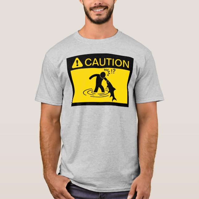 Caution: Attacking Fish T-Shirt (Front)