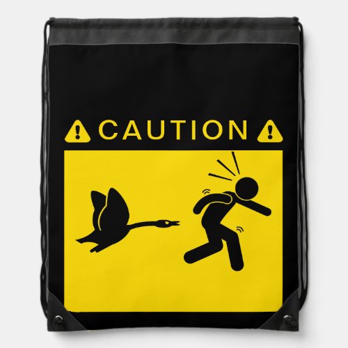 Caution Attacking Geese Drawstring Bag