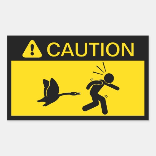 Caution Attacking Geese Rectangular Sticker