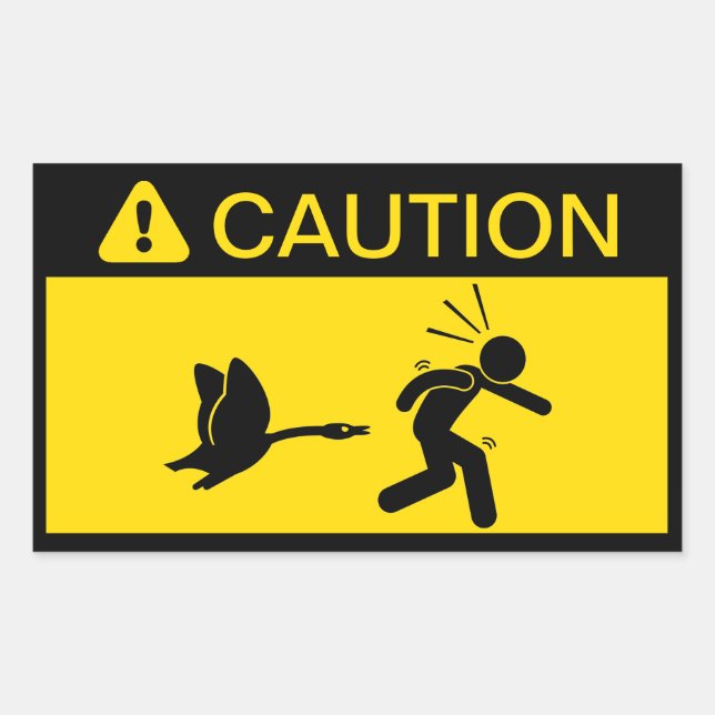 Caution: Attacking Geese Rectangular Sticker (Front)