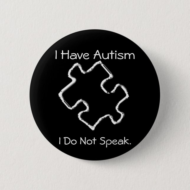 Caution Autism Pinback Button (Front)