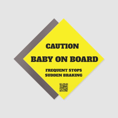 Caution Baby on Board Square Sticker Car Magnet