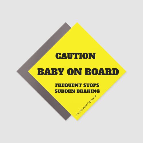 Caution Baby on Board Square Sticker Car Magnet