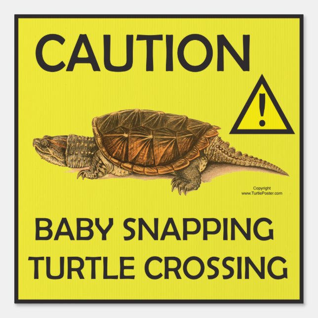 Caution Baby Snapping Turtle Crossing Sign (Front)
