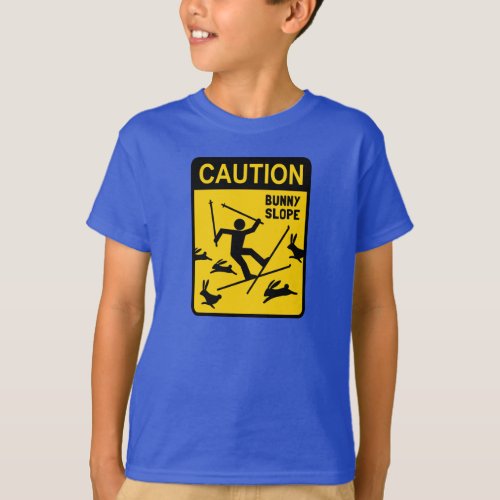 CAUTION Bunny Slope _ Funny Ski Warning Sign T_Shirt