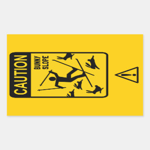 CAUTION: Bunny Slope - Humorous Ski Warning Sign Rectangular Sticker