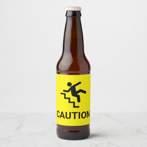 Caution Clumsy Beer Bottle Label
