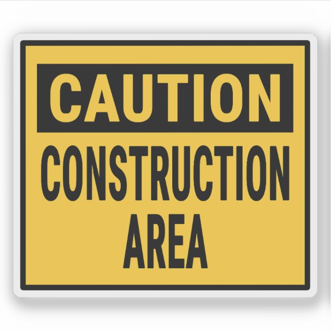 Caution Construction Area Sticker (Front)
