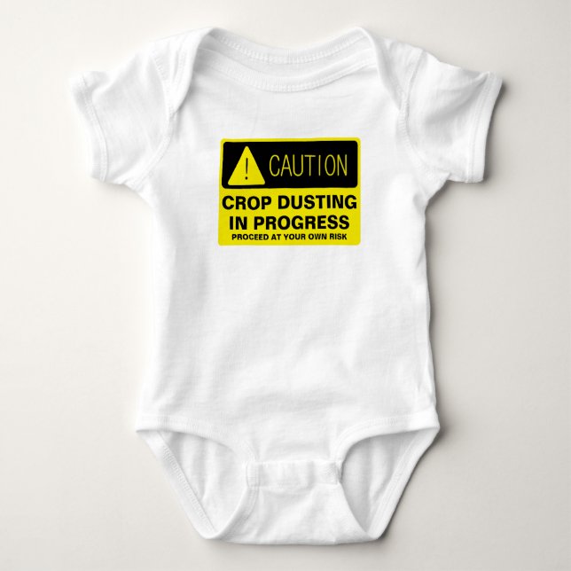 Caution! Crop Dusting in progress - funny running Baby Bodysuit (Front)