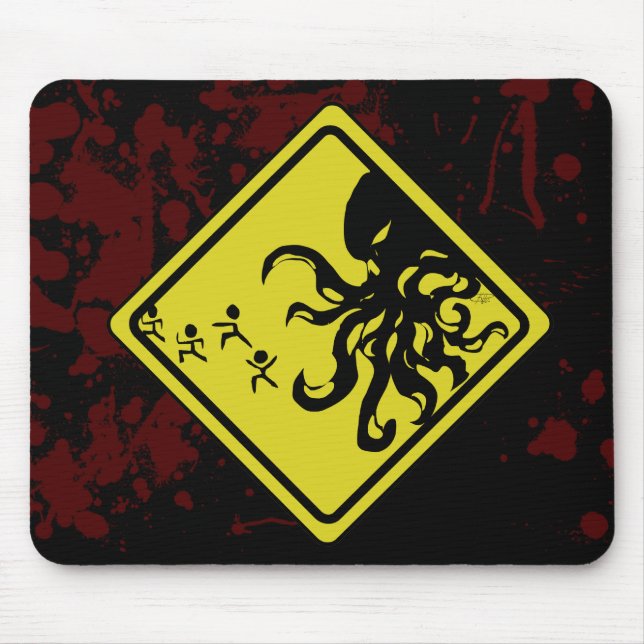 Caution Cthulhu Mouse Pad (Front)