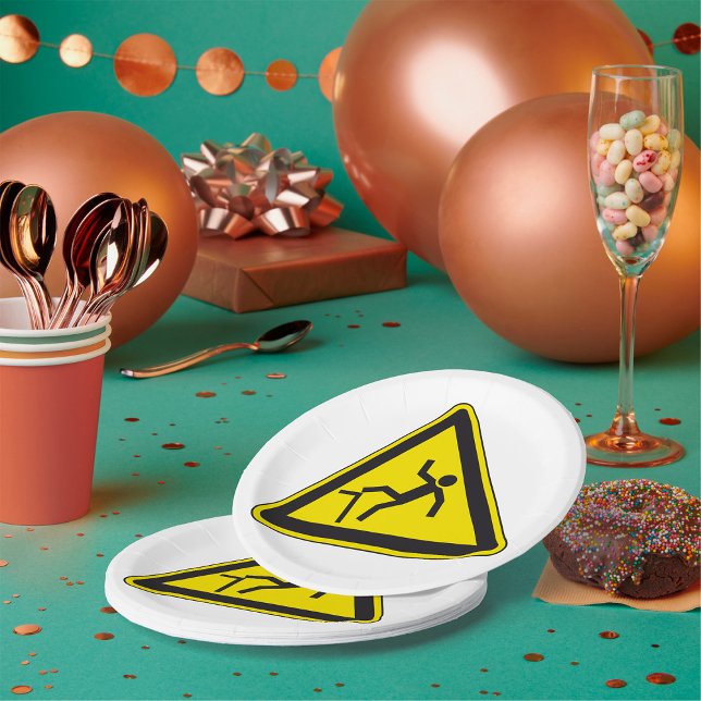 Caution Curb Pedestrian Sign Paper Plates (Creator Uploaded)