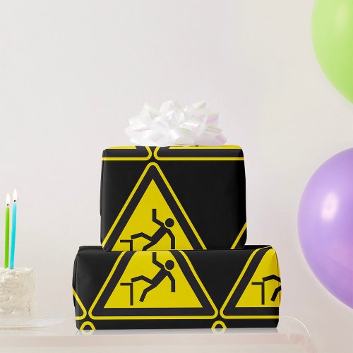 Caution Curb Pedestrian Sign Wrapping Paper