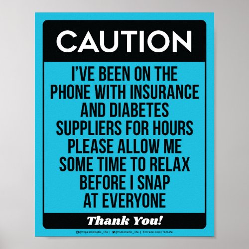 Caution Cyan Poster