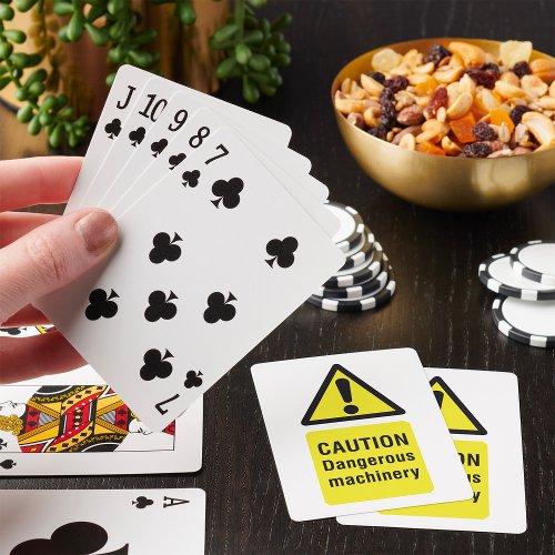 Caution Dangerous Machinery Sign Playing Cards