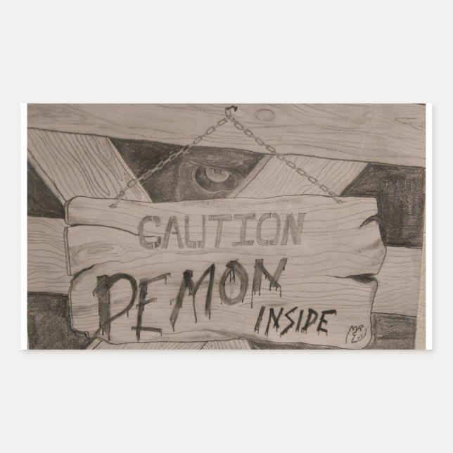 Caution - Demon Inside by MrE Rectangular Sticker (Front)